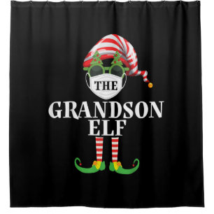 Grandson Elf Matching Christmas Shower Curtain