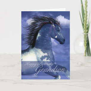 Grandson Equine Birthday Card North American India