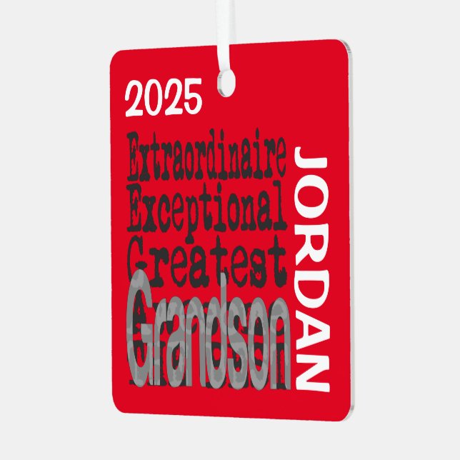 Grandson Extraordinaire CUSTOM Metal Tree Decoration (Front Left)