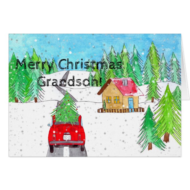 Grandson Fiat 500 in Snowy Forest Customisable  (Front Horizontal)