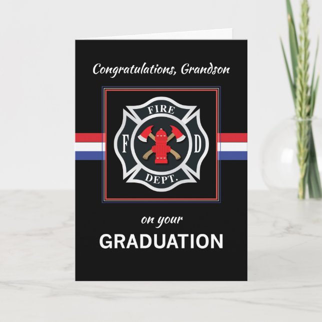 Grandson Fire Department Academy Graduation Card (Front)