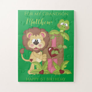 Grandson First Birthday Cute Lion Jigsaw Puzzle