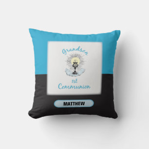 Grandson First Communion, Blue Cup Cushion