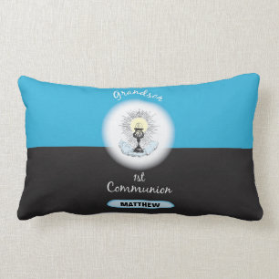Grandson First Communion, Blue Cup Lumbar Cushion
