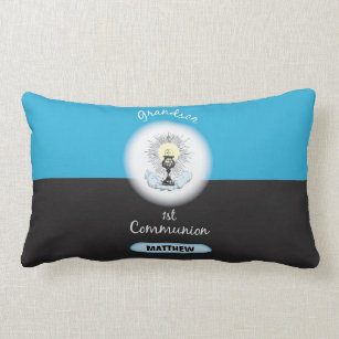 Grandson First Communion, Blue Cup Lumbar Cushion