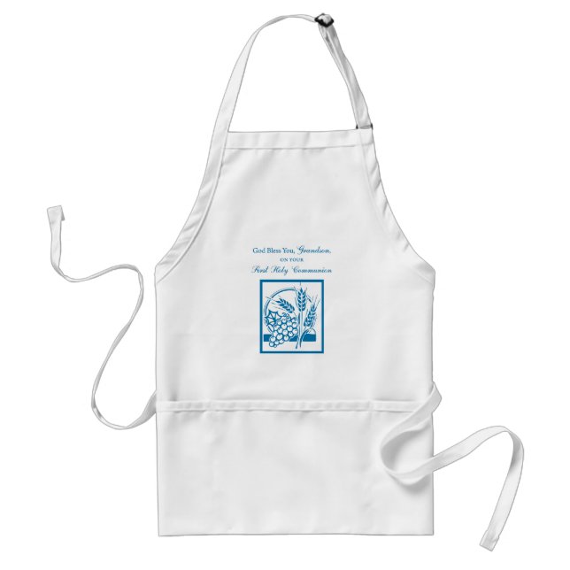 Grandson First Communion Blue, Wheat, Grapes Standard Apron (Front)