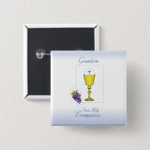 Grandson First Communion, Chalice with Host 15 Cm Square Badge