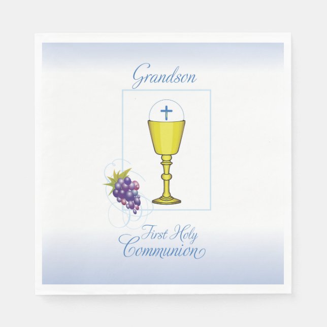Grandson First Communion, Chalice with Host Napkin (Front)