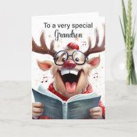 Grandson Funny Christmas Reindeer Singing