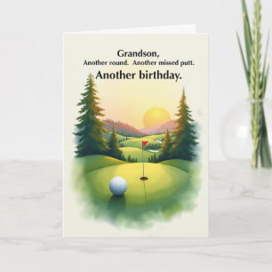 Grandson Funny Golf Birthday Missed Putt Humour Card