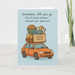 Grandson Funny Off to College Car Customizable Card