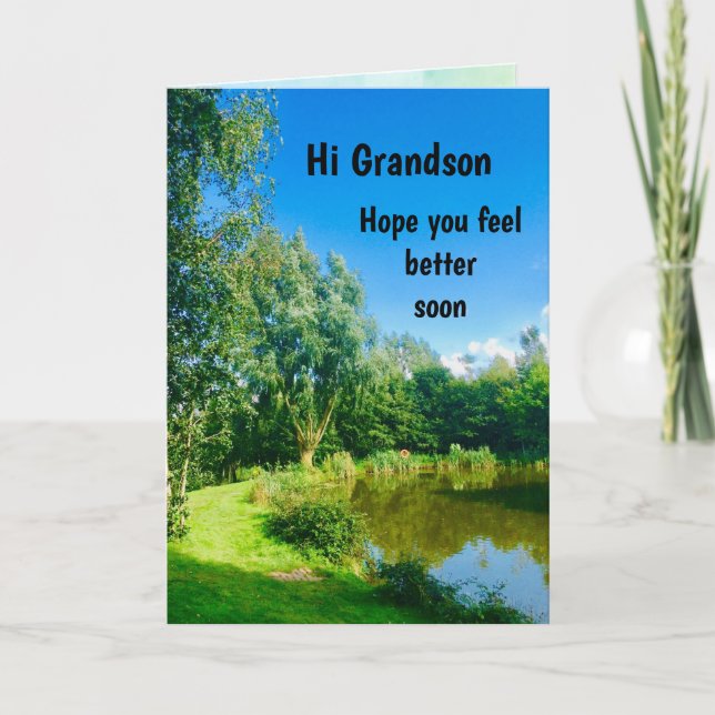 Grandson Get Well Soon design Greeting Card (Front)