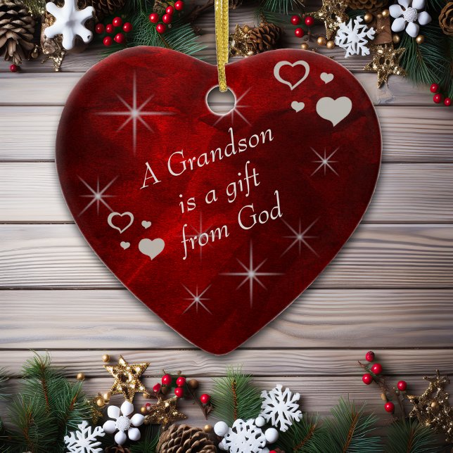 Grandson Gift Heart Keepsake Ceramic Tree Decoration (Creator Uploaded)