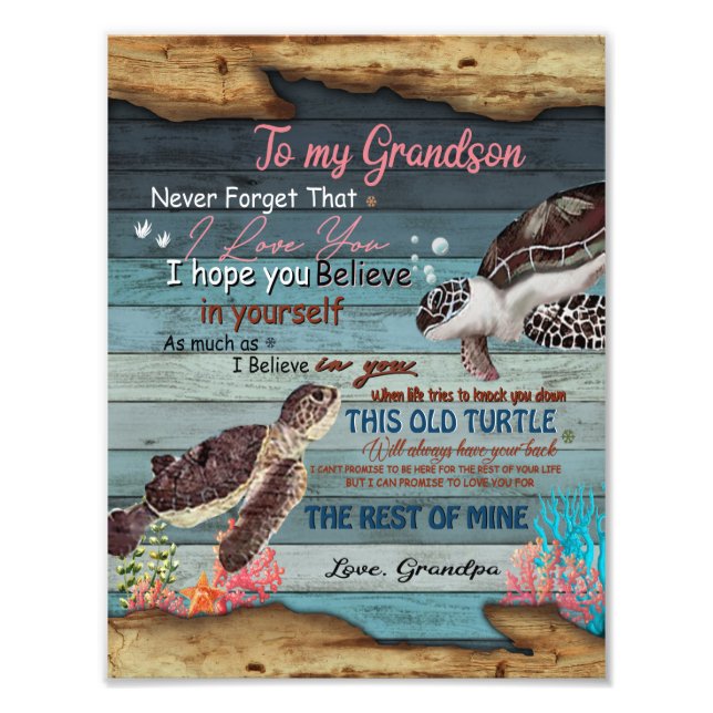 Grandson Gift | Letter To My Grandson From Grandpa Photo Print (Front)