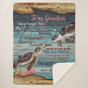Grandson Gift   Letter To My Grandson From Grandpa Sherpa Blanket
