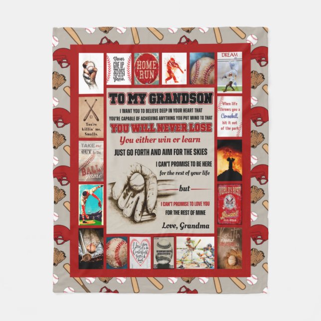 Grandson Gifts | To My Grandson Love From Grandma Fleece Blanket (Front)