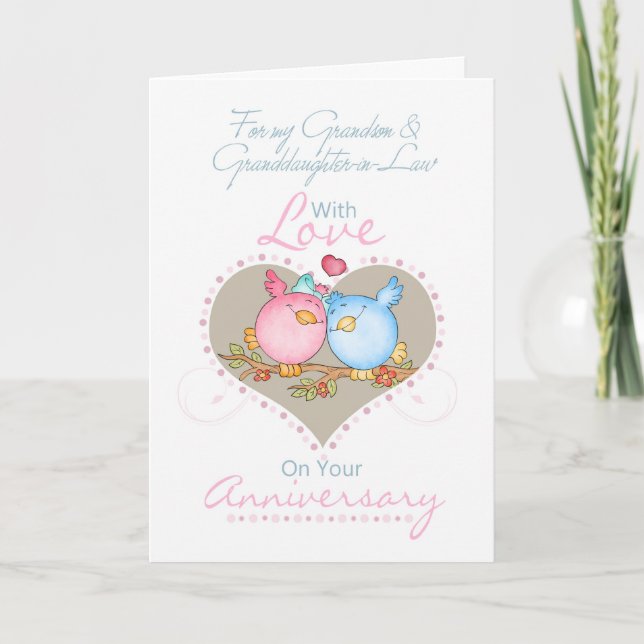 Grandson & Granddaughter-in-Law Anniversary Card W (Front)