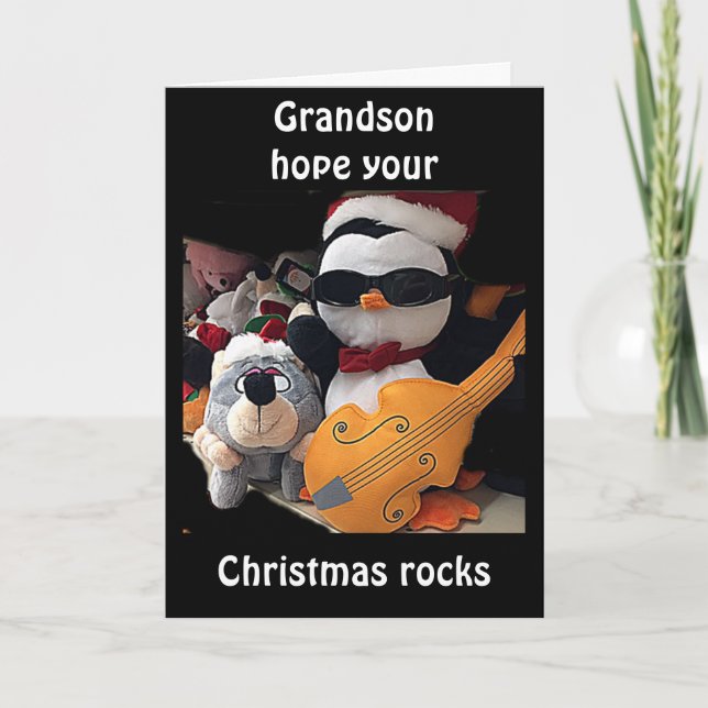 GRANDSON-H0PE Y0UR CHRITMAS "R0CKS" HOLIDAY CARD (Front)