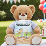 Grandson Happy Birthday Baseball Teddy Bear Card<br><div class="desc">Celebrate your grandson’s special day with this hand-painted watercolor birthday design featuring an adorable teddy bear getting ready to swing at a birthday cake perched on a tee. With its soft colours, playful tee ball theme, and sweet charm, this unique illustration creates a joyful and memorable card perfect for young...</div>