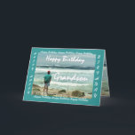 GRANDSON - Happy Birthday - Man and Ocean Waves Card<br><div class="desc">This card with a man looking out at the ocean waves is a birthday card with an upbeat and inspirational theme.  Inside text is totally customisable.  To see more of this design,  type in,  or cut and paste into Zazzle's search box:  jaclinart birthday man ocean wave</div>