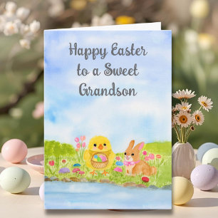 Grandson Happy Easter Baby Chick Card