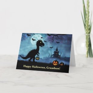 Grandson Happy Halloween Dinosaur  Card