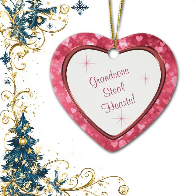 Grandson Heart Keepsake Ceramic Ornament (Creator Uploaded)