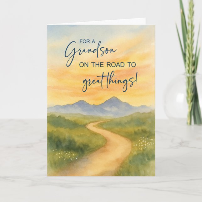 Grandson Heartfelt Off to College Mountain Card (Front)
