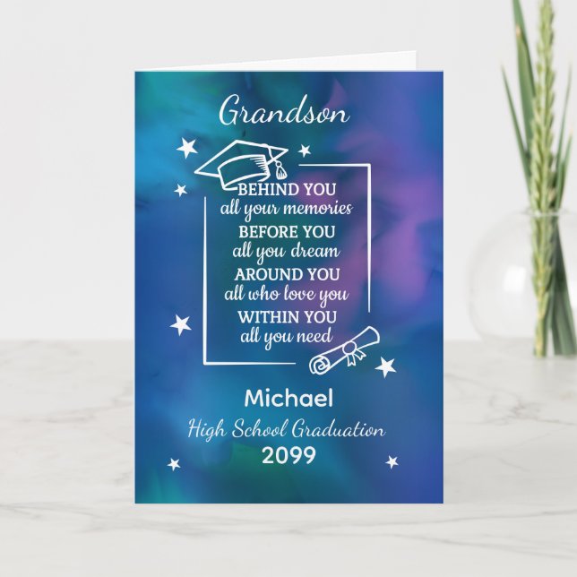 Grandson High School Graduation Custom Name Year Card (Front)
