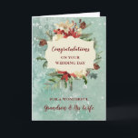 Grandson & His Wife Wedding Day Congratulations Card<br><div class="desc">Congratulations on your wedding day card for grandson and his wife with rustic winter foliage,  watercolor pattern,  and sentimental verse,  perfect for a winter wedding.</div>