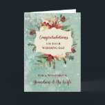 Grandson & His Wife Wedding Day Congratulations Card<br><div class="desc">Congratulations on your wedding day card for grandson and his wife with rustic winter foliage,  watercolor pattern,  and sentimental verse,  perfect for a winter wedding.</div>