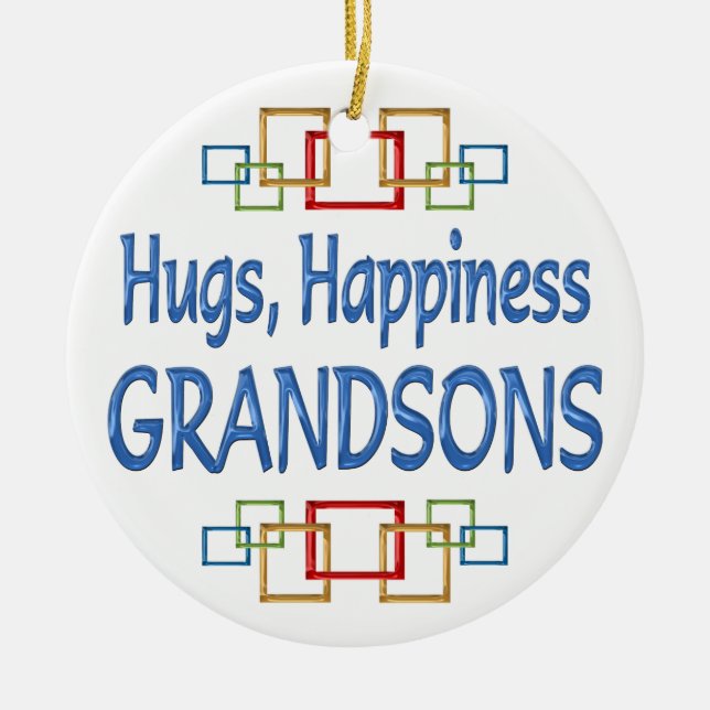 Grandson Hugs Ceramic Tree Decoration (Front)
