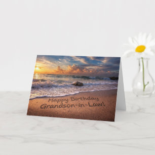 Grandson in Law Happy Birthday Beach  Card