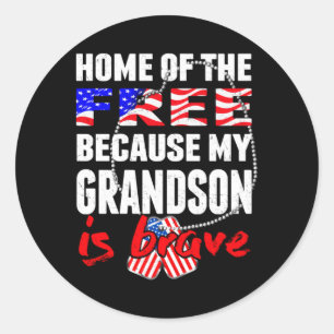 Grandson Is Brave Home Of The Proud Army Classic Round Sticker