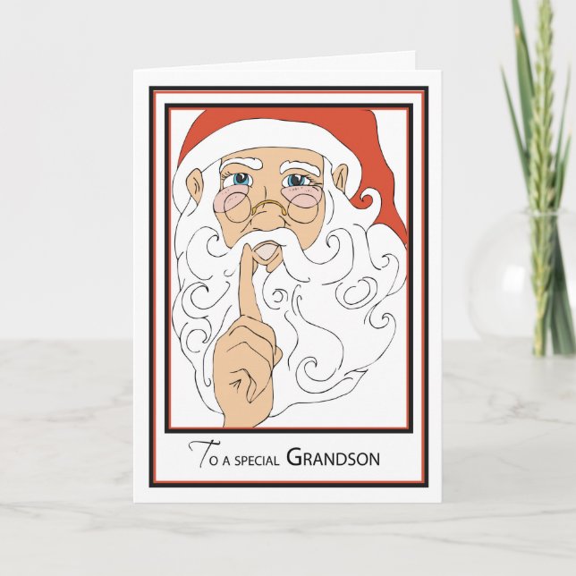 Grandson Jolly Old St Nick Holiday Card (Front)