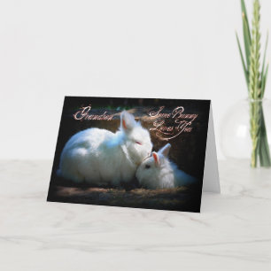 Grandson Kissing Bunnies Happy Birthday Card