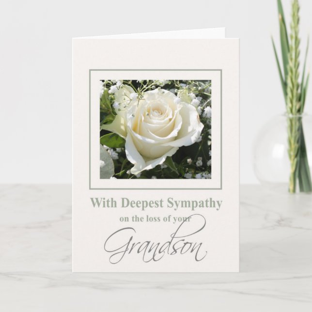 Grandson loss Rose sympathy Card (Front)