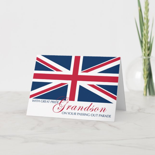 Grandson Marching in Passing Out Parade Union Jack Card (Front)