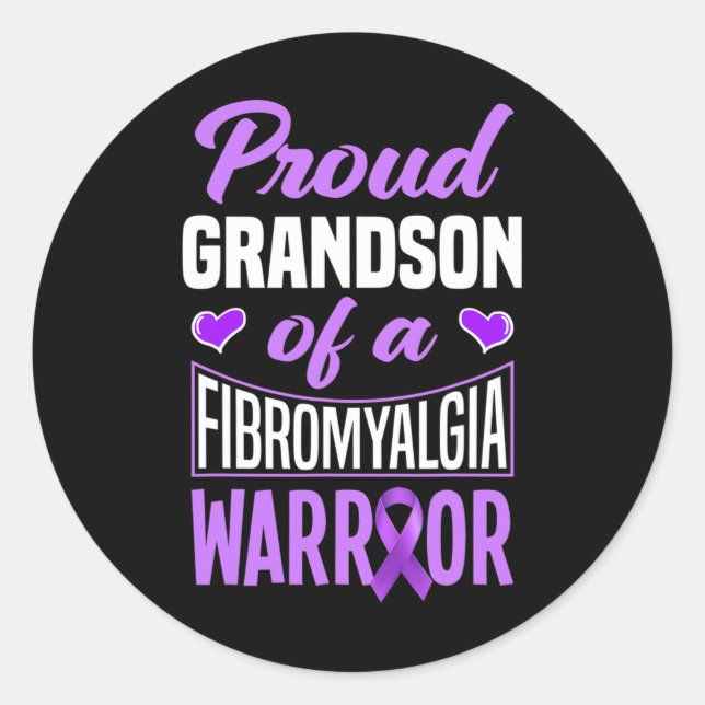 Grandson Of A Fibromyalgia Warrior  Classic Round Sticker (Front)