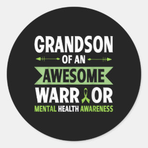 Grandson Of An Awesome Warrior Mental Health Aware Classic Round Sticker