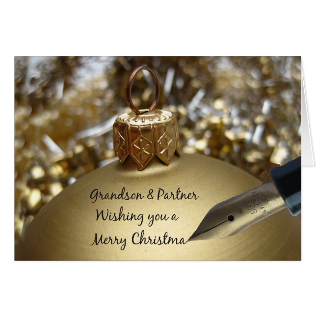 Grandson & Partner wishing you merry christmas pen (Front Horizontal)