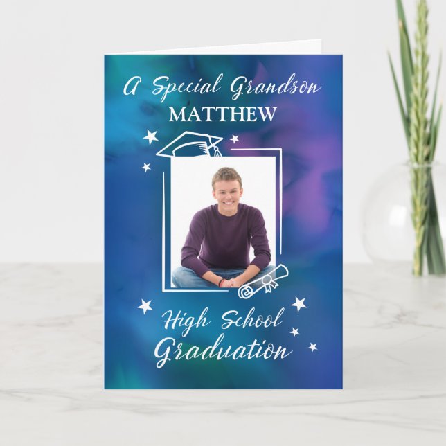 Grandson Personalise High School Graduation Card (Front)