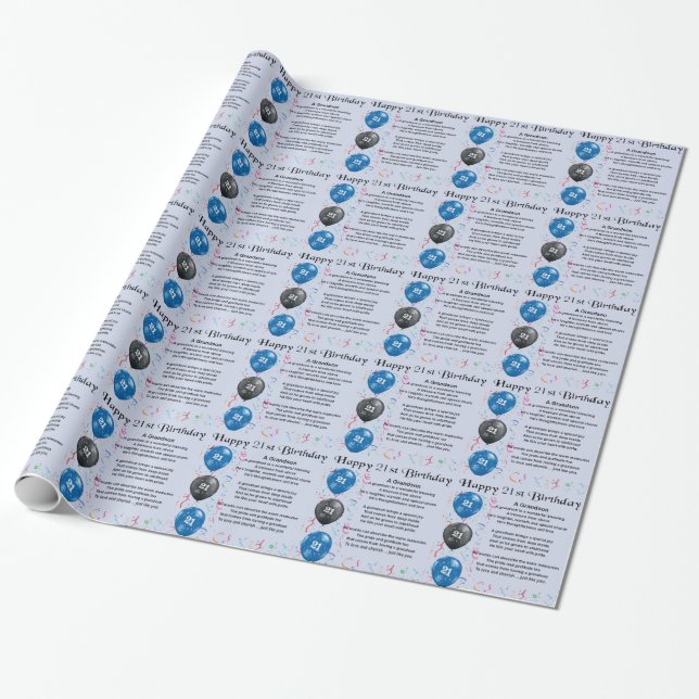 Grandson Poem  -  21st Birthday Wrapping Paper (Unrolled)