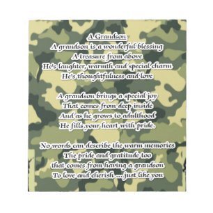 Grandson Poem Army Camouflage Notepad