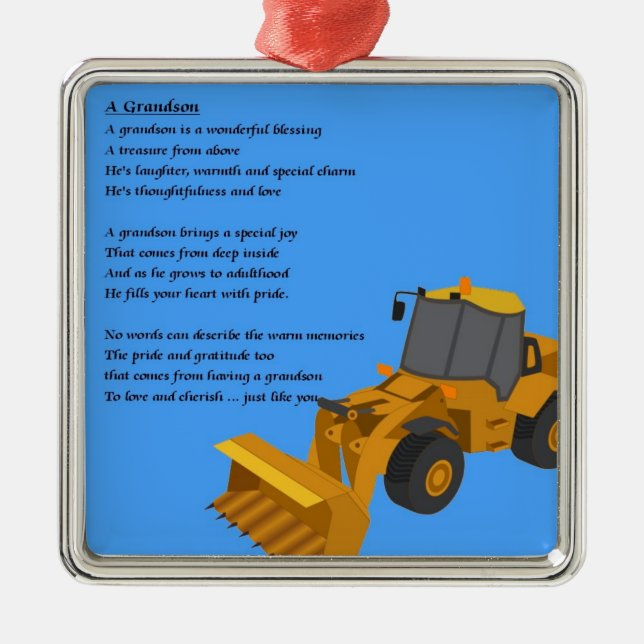 Grandson Poem - digger Metal Ornament (Front)