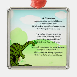 Grandson Poem - Dinosaur Metal Ornament