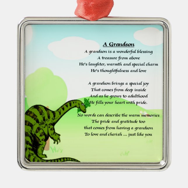 Grandson Poem - Dinosaur Metal Ornament (Front)