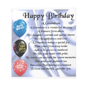 Grandson Poem  -  Happy Birthday Notepad