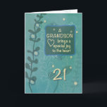 Grandson Religious 21st Birthday Green Hand Drawn Card<br><div class="desc">As he enters adulthood you should send you grandson this card as he becomes 21 years old and to remind him that he is greatly loved and a blessings to all. This card with a hand drawn look will surely put a smile on his handsome face.</div>