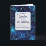 Grandson Religious 21st Birthday Stars in Galaxy Card<br><div class="desc">Cheers to 21 years! As your grandson reaches this significant milestone,  the cosmic design and heartfelt message convey the extraordinary nature of his journey,  carefully crafted by God. A truly special card for a 21st birthday.</div>